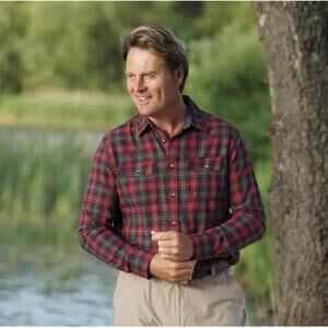 Duluth Trading Co Plaid Long Sleeve Button Front Chest Pockets Casual Shirt 2XL‎